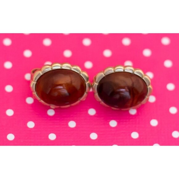 Vintage Dragon Eye Oval Clip On Earrings by Avon - P14 - Picture 2 of 3